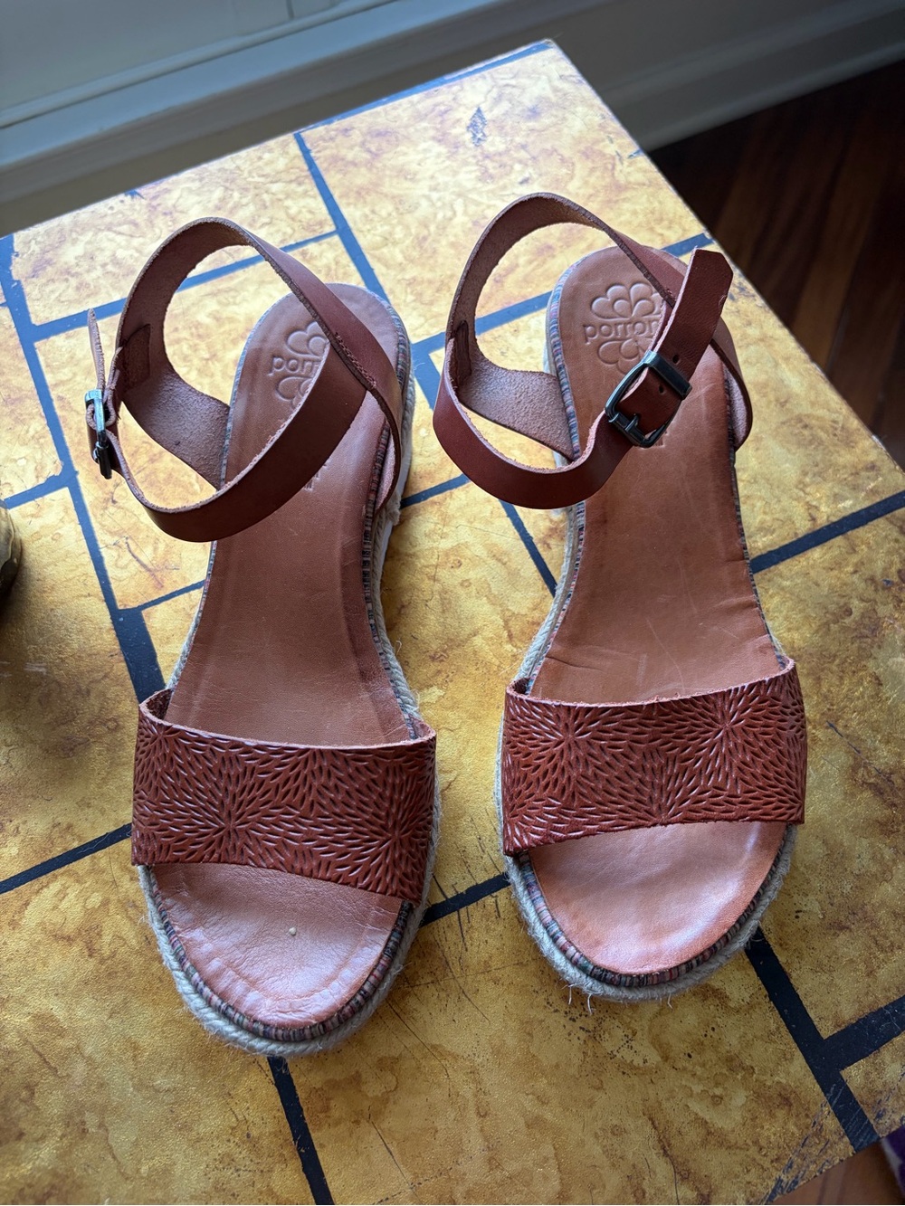 Women's Brown Leather Ankle-Strap Espadrille Sandals